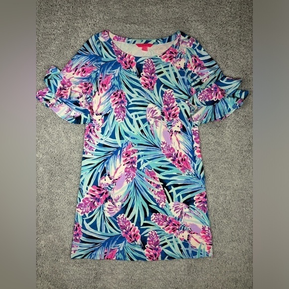 Lilly Pulitzer Dress Womens Mini Lula Peacock Bright Tropical Resortwear Vaca - Picture 1 of 5